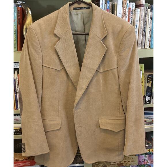 CCC Western Wear Men's Corduroy 44 Sport Coat Cowboy Blazer Suede Elbow Patches - Picture 1 of 6